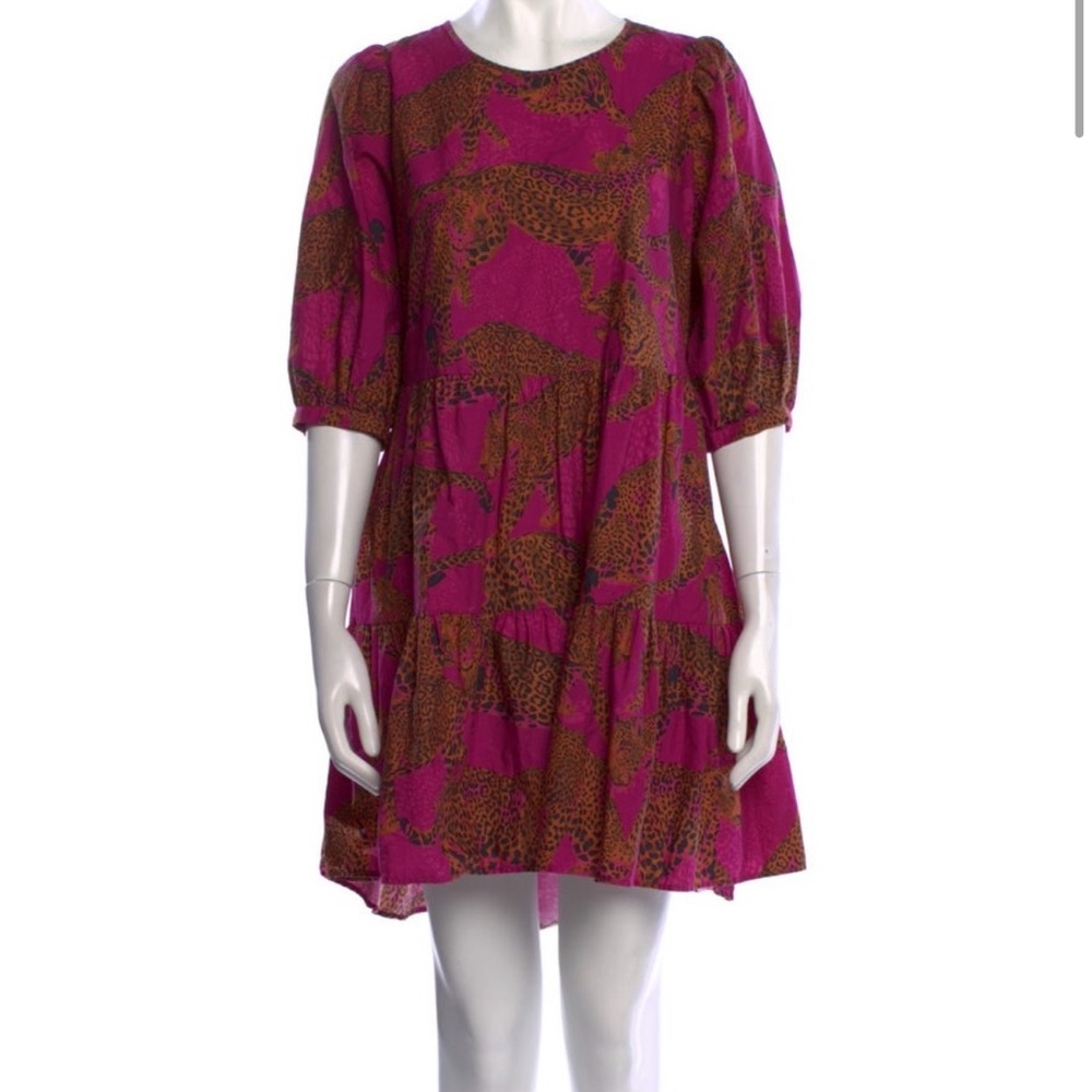 Farm Rio Leopard Print Pink Dress